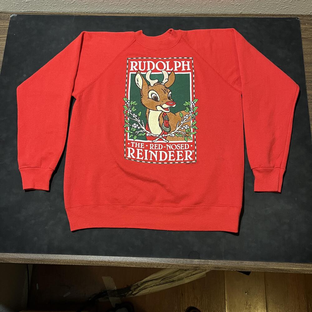Vintage Rudolph The Red Nosed Reindeer Sweatshirt Movie Poster Men Large USA 90s